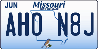 MO license plate AH0N8J