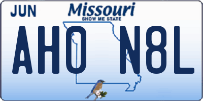 MO license plate AH0N8L