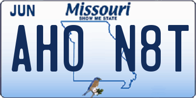 MO license plate AH0N8T