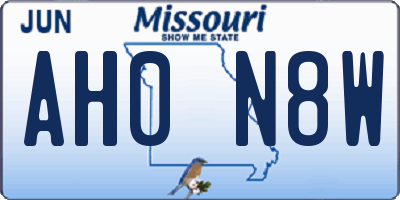 MO license plate AH0N8W