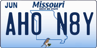 MO license plate AH0N8Y