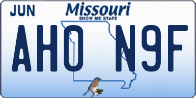 MO license plate AH0N9F