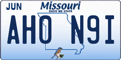 MO license plate AH0N9I