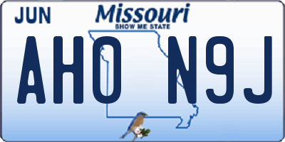 MO license plate AH0N9J