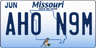 MO license plate AH0N9M