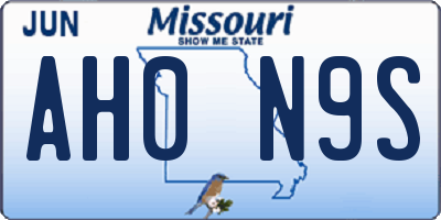 MO license plate AH0N9S