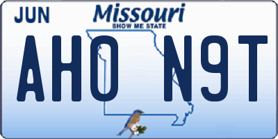 MO license plate AH0N9T