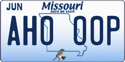 MO license plate AH0O0P