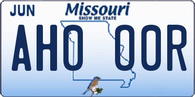 MO license plate AH0O0R