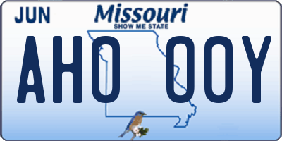 MO license plate AH0O0Y
