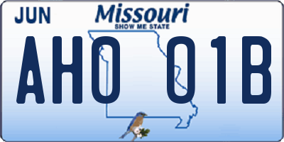 MO license plate AH0O1B