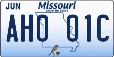 MO license plate AH0O1C