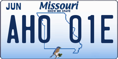 MO license plate AH0O1E
