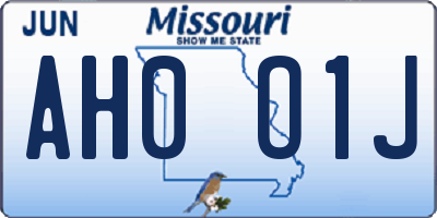 MO license plate AH0O1J