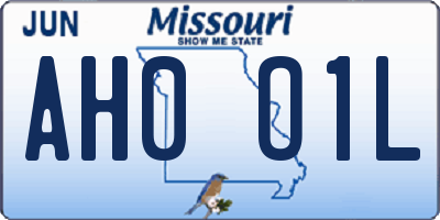 MO license plate AH0O1L