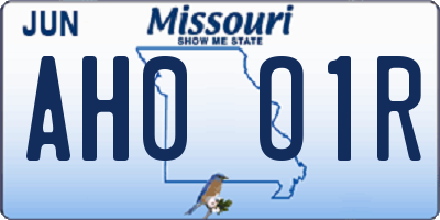 MO license plate AH0O1R