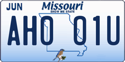 MO license plate AH0O1U