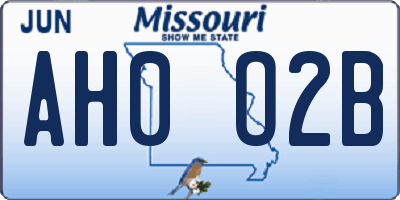 MO license plate AH0O2B