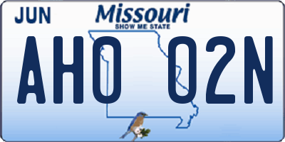 MO license plate AH0O2N