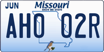 MO license plate AH0O2R