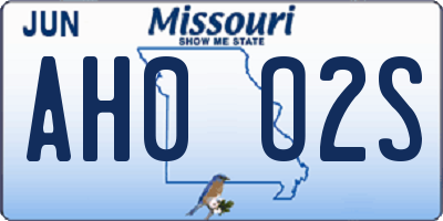 MO license plate AH0O2S