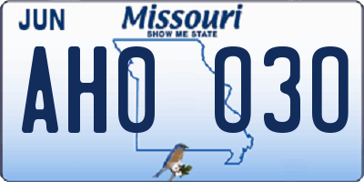 MO license plate AH0O3O