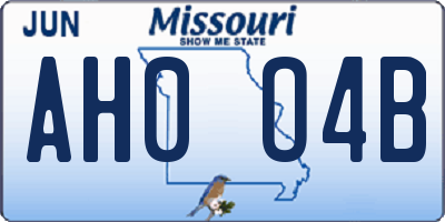 MO license plate AH0O4B