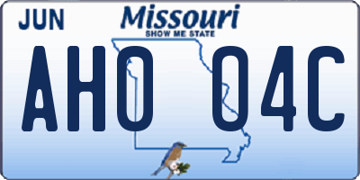 MO license plate AH0O4C