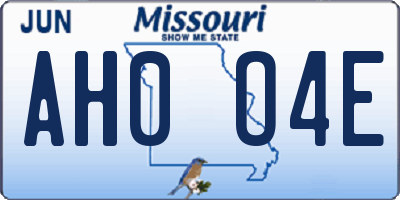 MO license plate AH0O4E