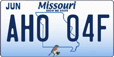 MO license plate AH0O4F