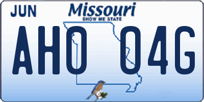 MO license plate AH0O4G