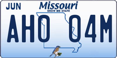 MO license plate AH0O4M