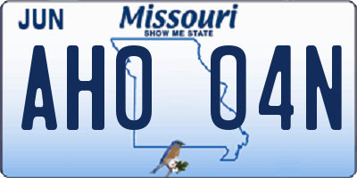 MO license plate AH0O4N