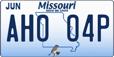 MO license plate AH0O4P