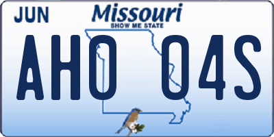 MO license plate AH0O4S