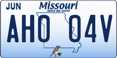 MO license plate AH0O4V