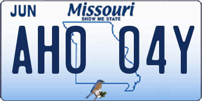 MO license plate AH0O4Y