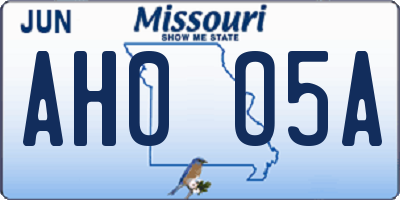 MO license plate AH0O5A