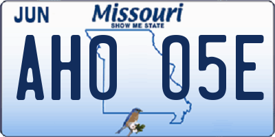 MO license plate AH0O5E