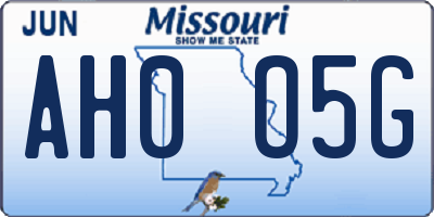 MO license plate AH0O5G