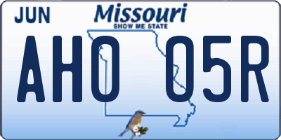 MO license plate AH0O5R