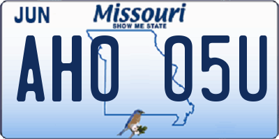 MO license plate AH0O5U