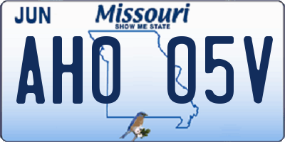 MO license plate AH0O5V