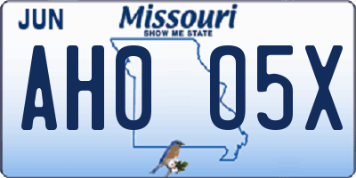 MO license plate AH0O5X