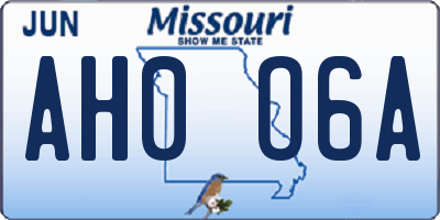 MO license plate AH0O6A