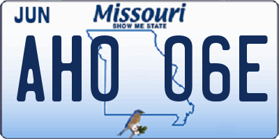 MO license plate AH0O6E