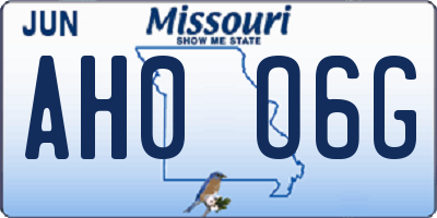 MO license plate AH0O6G