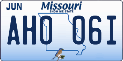 MO license plate AH0O6I