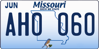 MO license plate AH0O6O
