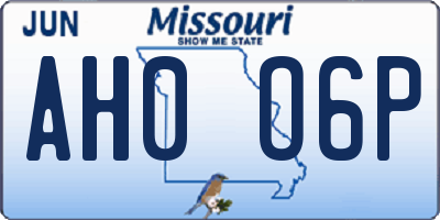 MO license plate AH0O6P